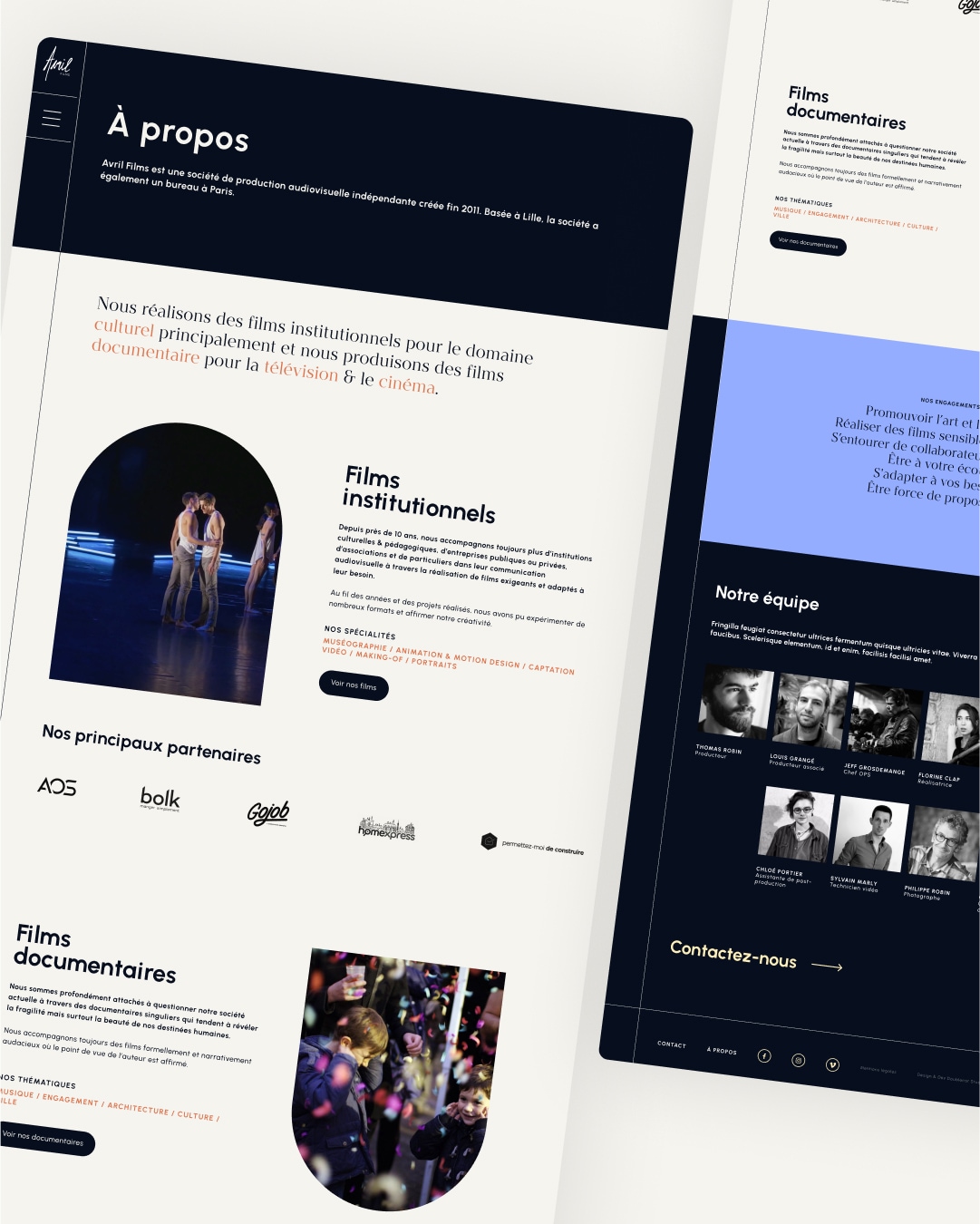 Avril Films - Production audiovisuelle - Conception et design du site web
